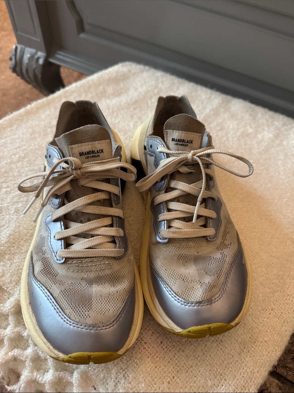 Brandblack women’s gray, Blue & Yellow Accent Sneakers